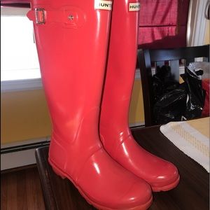 Pink Glossy Hunter Boots